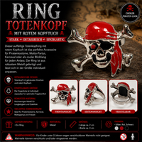 Totenkopf Ring Mit Rotem Kopftuch FüR Piraten-, Halloween- Und Gothic-KostüMed