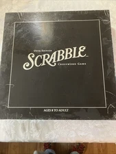 Scrabble Deluxe Onyx Edition Rotating Turntable Black Silver Wood Tiles Complete