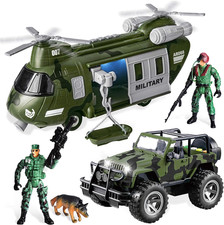 Army Helicopter  Military Truck Toy Set Lights Sounds Figures Ages 3 Kids Toys