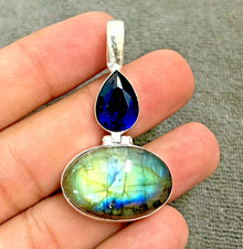 Labradorite Natural Gemstone 925 Sterling Silver Handmade Jewelry Pendant 2.10"