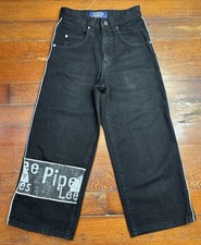 Vintage Lee Pipes Jeans Boys Wide Leg Pockets Baggy Skater Y2K Size 30