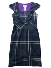 Karin Stevens Y2K Tartan Plaid Dress Womens 6 Black Dark Academia Vintage 90s