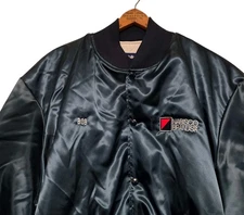 VTG Nabisco Brands Inc. Jacket Men's XL Navy Blue Satin Bomber Cookie Snack 80s