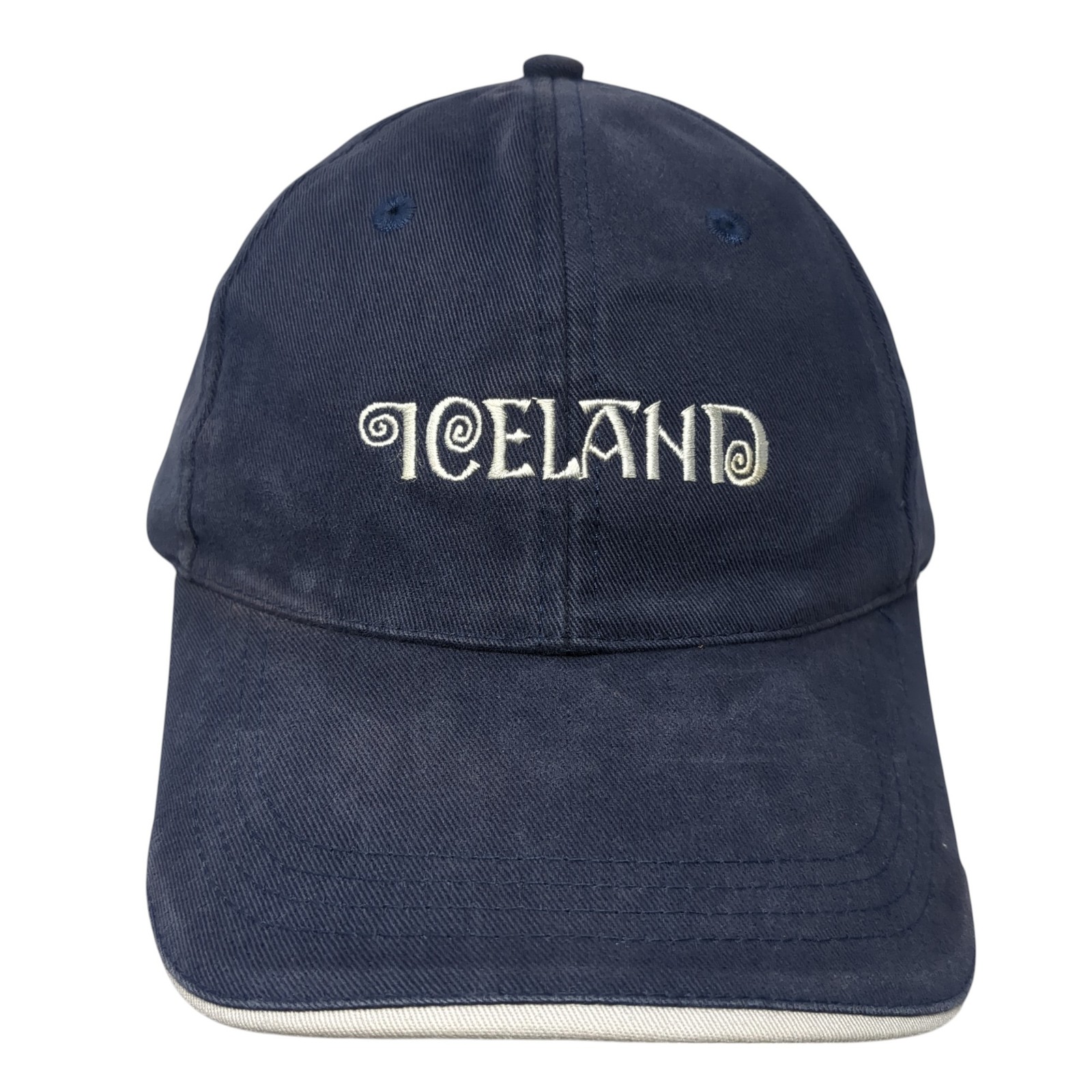 Iceland Slideback Baseball Cap Blue One Size Adjustable Embroidered Vented Holes