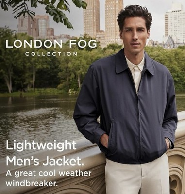 LONDON FOG MEN'S NAVY LIGHT WEIGHT ZIP FRONT GOLF JACKET EXTRA