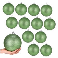 Poen 6 Inch Christmas Tree Glitter Ornaments Extra Large 12 Light Green