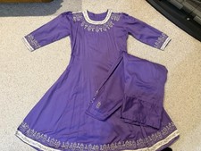 Purple Embroidered Salwar Kameez Set Womens Large Traditional Kurta Pants Festiv