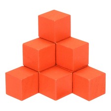 50Pcs Crafts Wooden Cube 2cm Square Orange Natural Solid Wood Crafts Blocks
