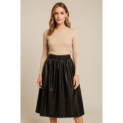 MM6 by Maison Margiela Black Pleated Midi Skirt - Size 16