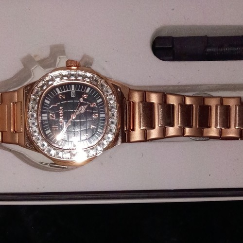 Armitron Women's Quartz Analog Dress Watch Rose Gold Bracelet Black Dial Date