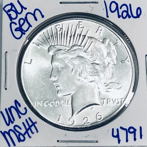 1926 BU UNCIRCULATED SILVER PEACE DOLLAR AUTHENTIC U.S. MINT FREE SHIPPING 4791