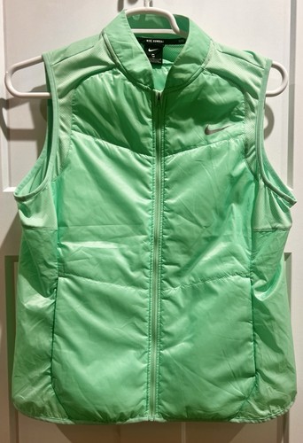 Nike Running Aeroloft Vest Womens XL Mint Green Full Zip Puffer 689256-387