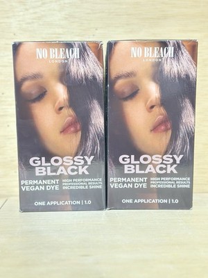 Lot of 2-No Bleach London Natural Glossy Black Permanent Vegan Dye Hair Color