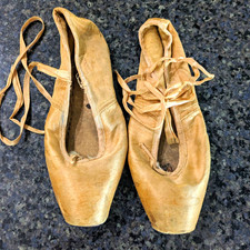 Beige Satin Pointe Ballet Shoes with Ribbons Women's MPN Does Not Apply