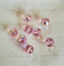 Vintage Swarovski 5003 8mm Disco beads Light Rose AB, Rare 8pcs 