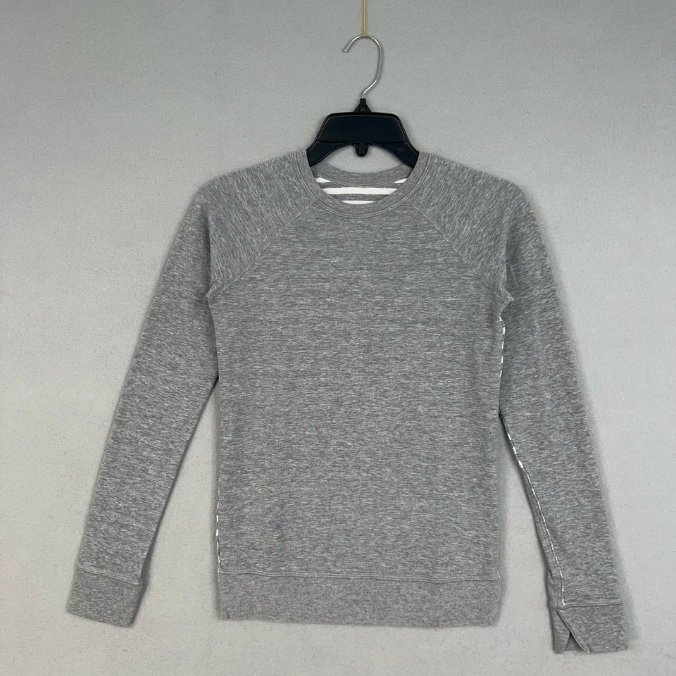 Sudadera Lululemon Mujer XS Gris Blanco Rayas Reversible Raglán Cuello Redondo Foto 2 de 4