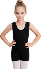 WEGETIT Gymnastics Leotards for Girls Sleeveless Black 12-14 Years,