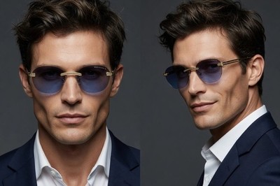 Men Retro Round Sunglasses Light Frame Vintage Fashion UV400 Shades Elegant 2026