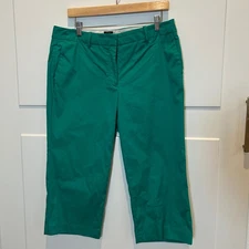 Talbots Petites Chelsea Ankle Pants Emerald Green Cropped Capri Size 12P