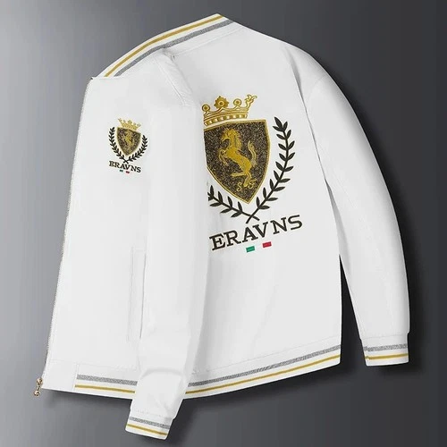 Men's Embroidered Baseball Bomber Jacket Slim Fit Autumn Casual Varsity Coat video thumbnail