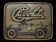 OI27173 *NOS* VINTAGE 1970s **CHEVROLET** ANTIQUE AUTOMOBILE BRASSTONE BUCKLE
