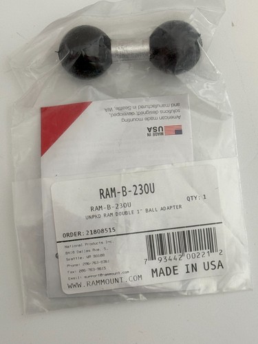 RAM Mounts Double 1" Ball Adapter - Black (RAM-B-230U)