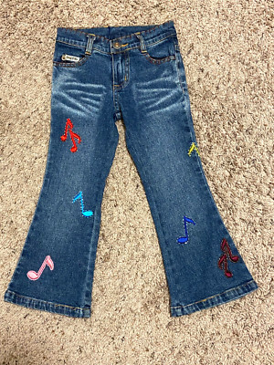 NEW Lipstik Girls sz 4 Boutuque Embroidered Music Notes Girs Jeans  Retail $80