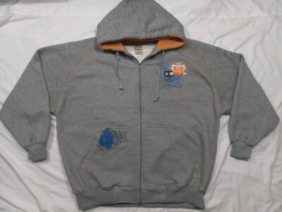 VTG Johnny Blaze Streetwear Mens Heavy Gray Full Zip Hoodie Sweatshirt Sz 2XL