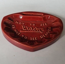 Vintage Advertising Ashtray Ceramic Elitch’s Gardens Denver Colorado RARE