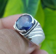 Beautiful Ovl Cut Natural Neelam Stone Blue Sapphire Stone Ring Silver 925 Ring
