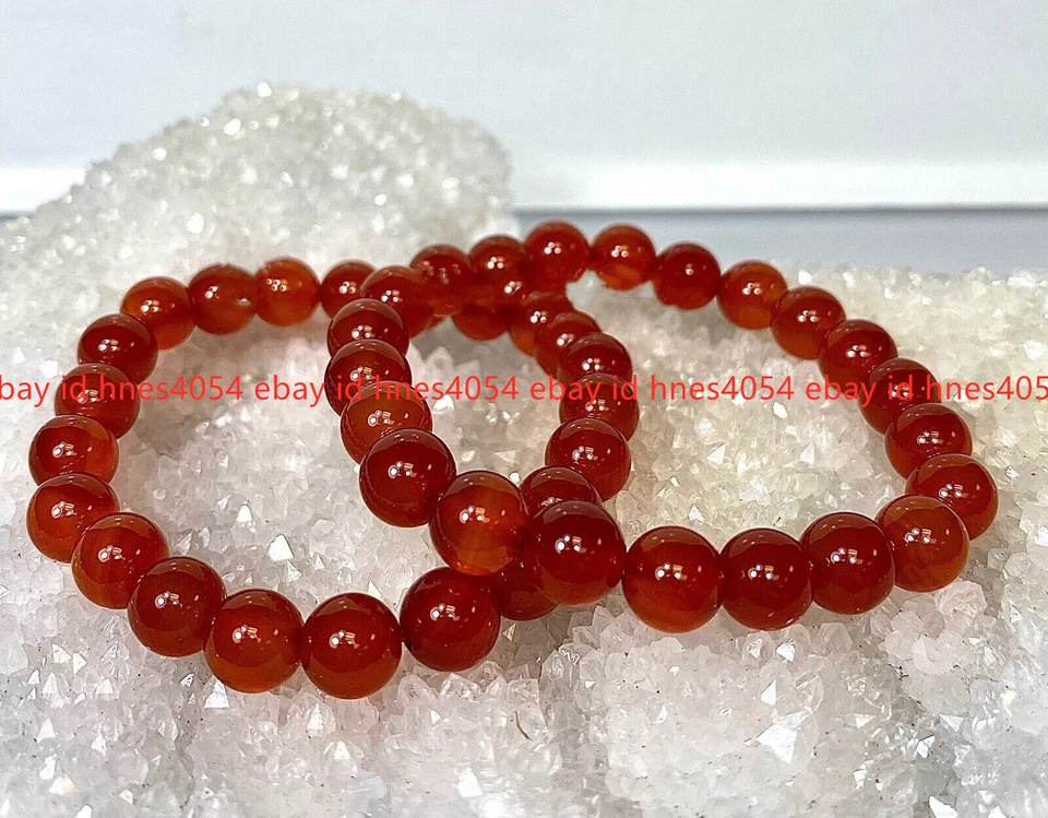 Wholesale Lot 6 Pcs Natural Carnelian 8mm 7.5” Crystal Healing Stretch Bracelet - Image 3 of 4
