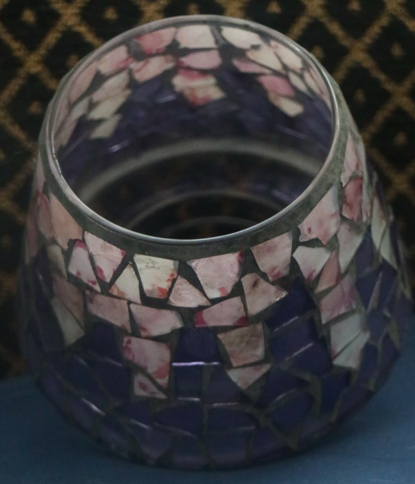Home Interiors & Gifts Mosaic Glass Candle Lamp Shade Purple & Pink eBay