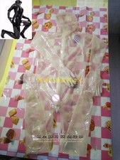 Transparent Men's Latex Full Catsuit Condom 100 Rubber Hood Tight Back Zip