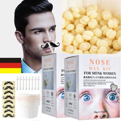 2X Nasenhaar Wachs Nose Wax Kit Schmerzlos Haarentfernung Set für Männer Frauen