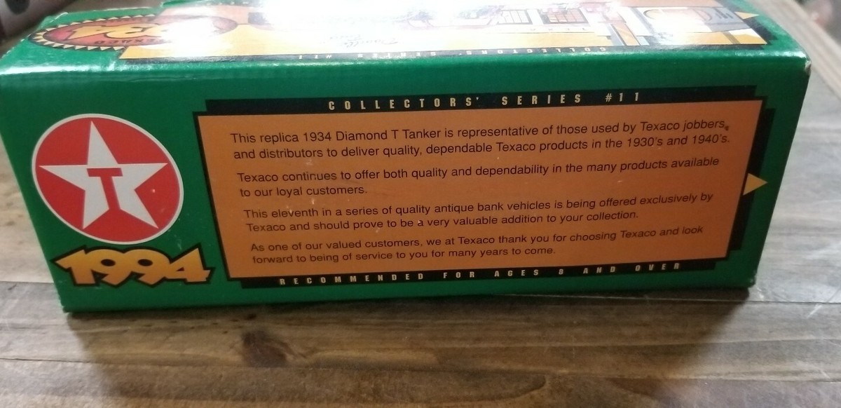 Ertl B195, 1934 Diamond T Tanker Coin Bank, Doodle Bug, Texaco