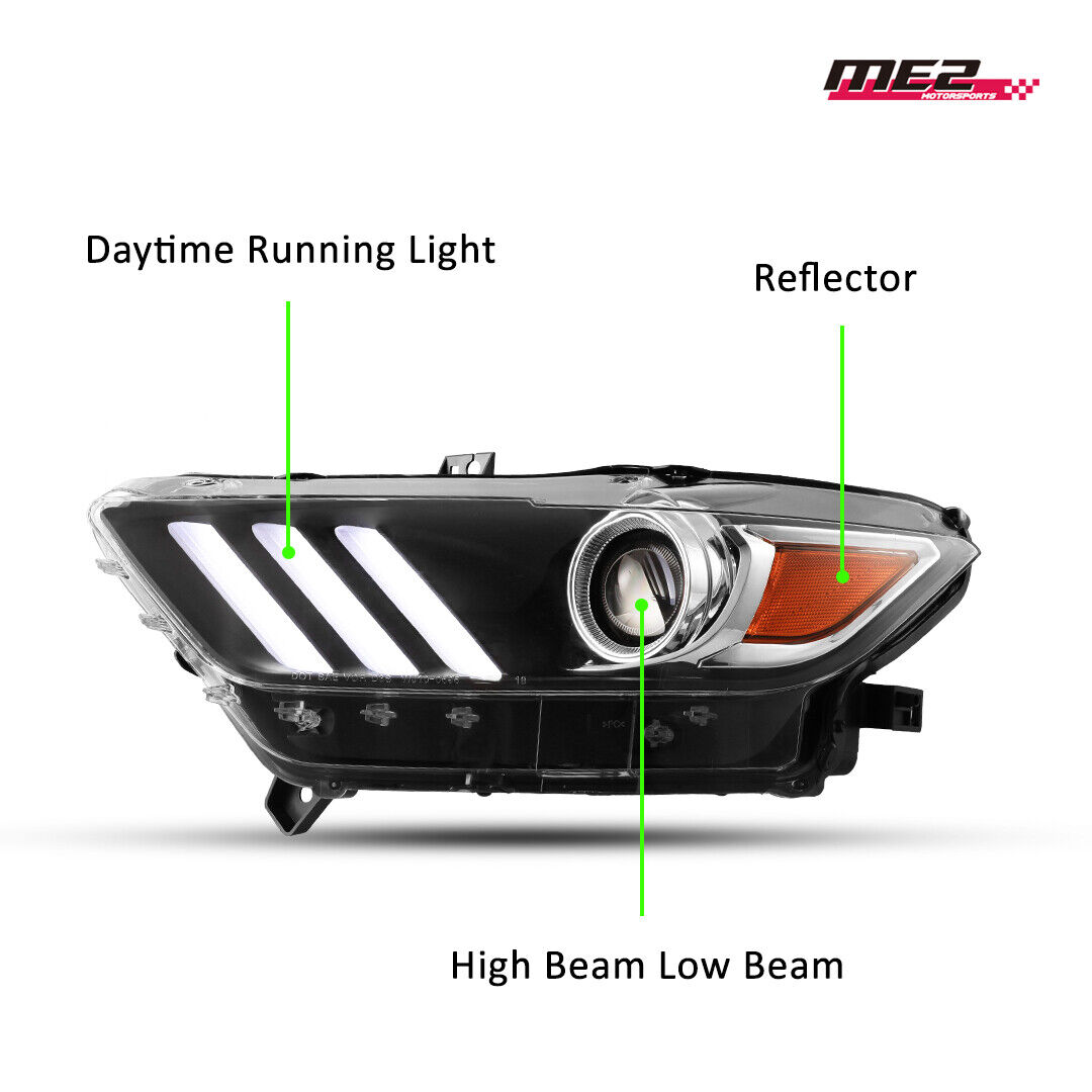 For 2015-2017 Ford Mustang HID/Xenon LED DRL Black Projector