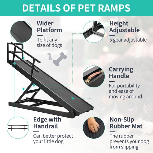 Rampa para perro para cama coche sofá camión plegable mascota rampa escaleras traje perro pequeño y grande - Imagen 28 de 54