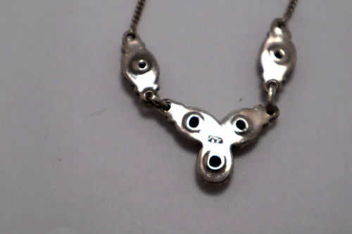 Vintage 925 Sterling Silver & Oval Amethyst Y Design Statement Necklace - Picture 4 of 5