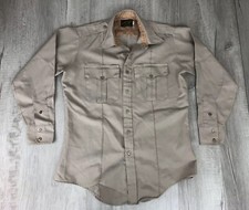 Vintage Mr. Marti Shirt Beige Safari Collard Shirt Made In USA Mens Size 16-33 L