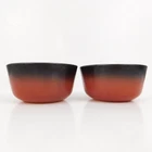 SET OF 2 -VTG Fire King Custard Cups Dessert Bowls Milk Glass Red Brown to Black