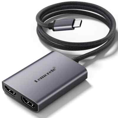 Lemorele USB-C to Dual HDMI Adapter 4K 30Hz Multi Monitor Converter MacBook Pro