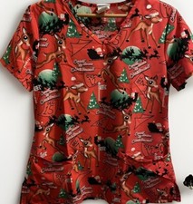 Rudolph The Red Nosed Reindeer Scrub Top Size S New Without Tags