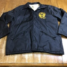 Vintage Union Local CWA Black Satin Coach Jacket King Louie Size Medium Pro Fit