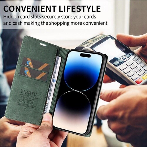 For iPhone 16e 16 15 14 13 12 11 Pro Max Plus Leather Wallet Case Magnetic Cover - Picture 44 of 96