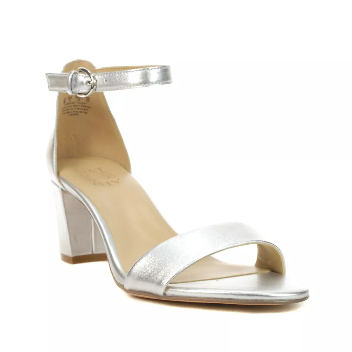 Naturalizer Vera Silver Metallic Leather Heeled Sandals G5122L1021