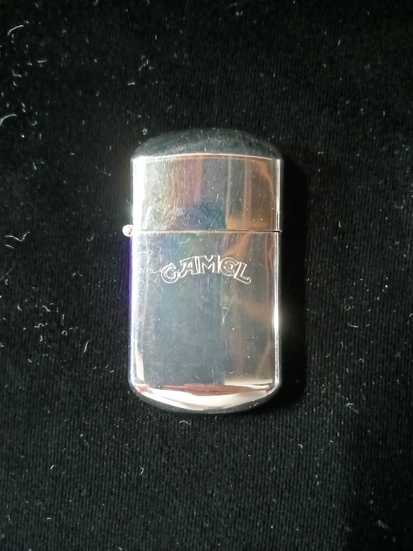 Vintage Camel Promotion Flip-Top Polished Chrome Cigarette Lighter-NEW
