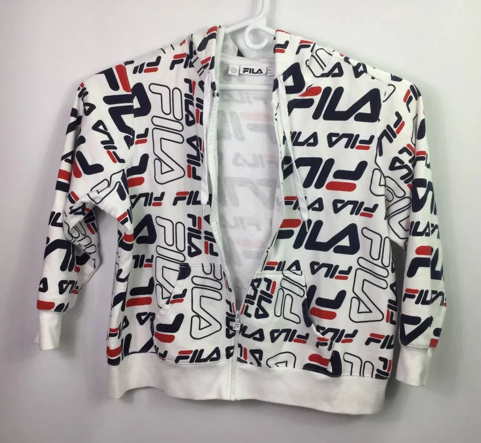 FILA Sudadera con Capucha Estampado de Logotipo para Mujer Talla 3X Cremallera StreetWear Chaqueta Blanca Foto 4 de 4