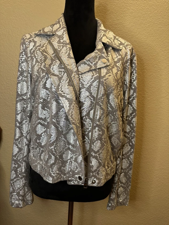 INC International Concepts Women's M Lightweight Jacket Platinum Silver - Imagem 2 de 4