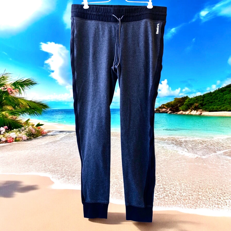 Reebok Gray Jogger Leggings Cotton Stretch Womens Large - Image 2 of 4