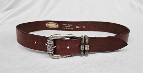Pure & Simple Men's Genuine Saddle Brown Leather Belt